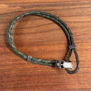 John Varvatos leather bracelet with skull clasp